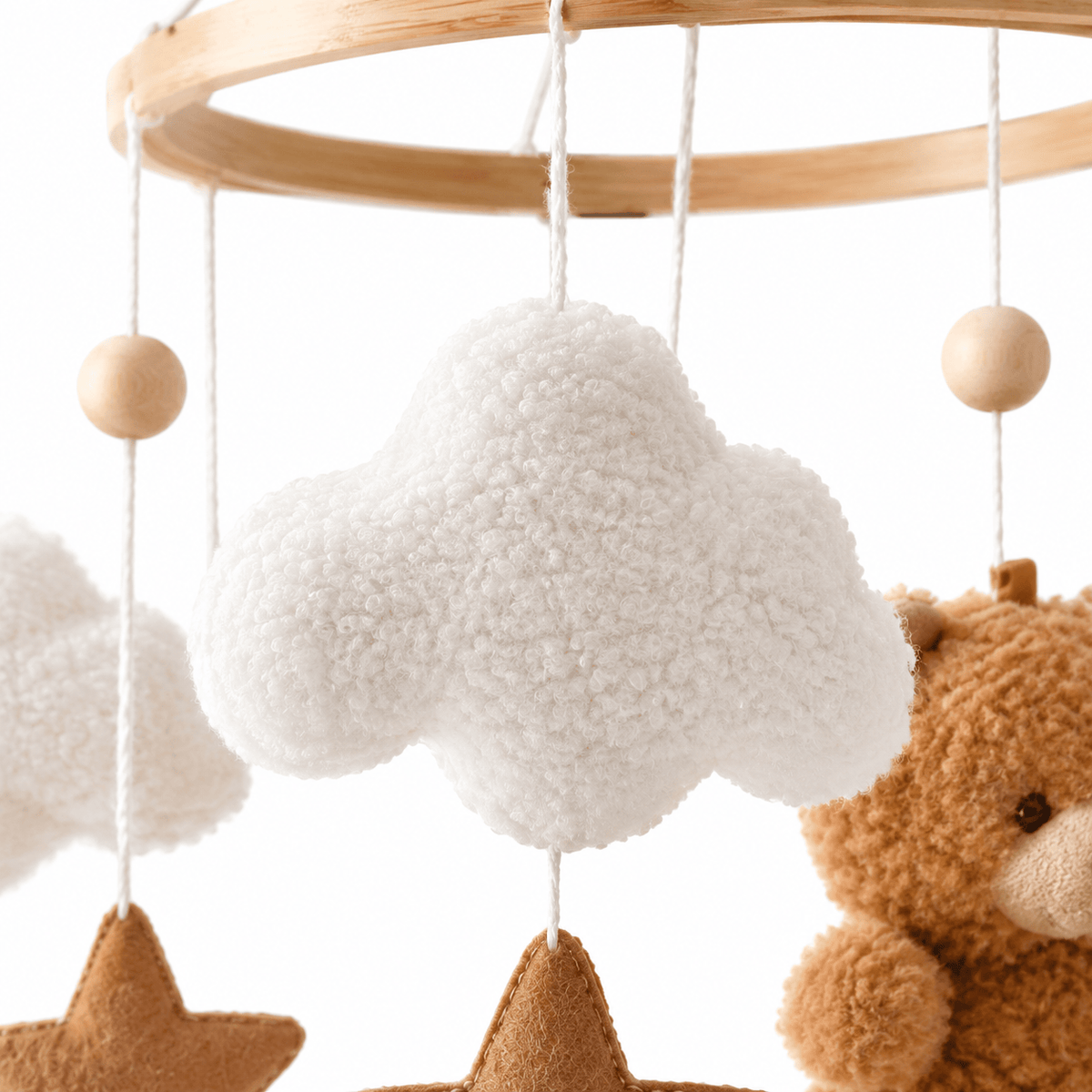 Baby Crib Mobile with Teddy Bear, Moon, Stars & Clouds for Nursery