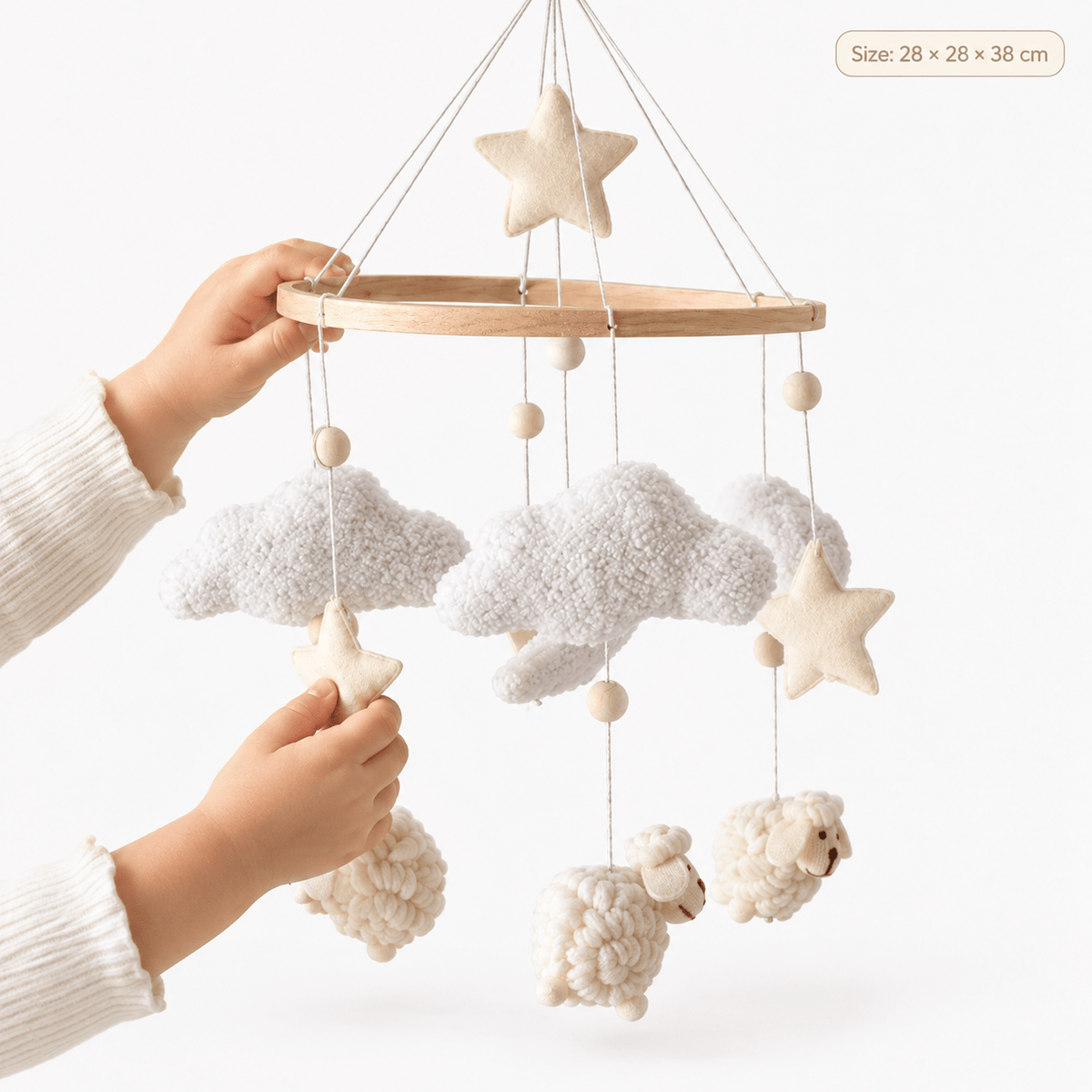 Baby Mobile with Clouds and Sheep for Nursery – Calm Visual Focus