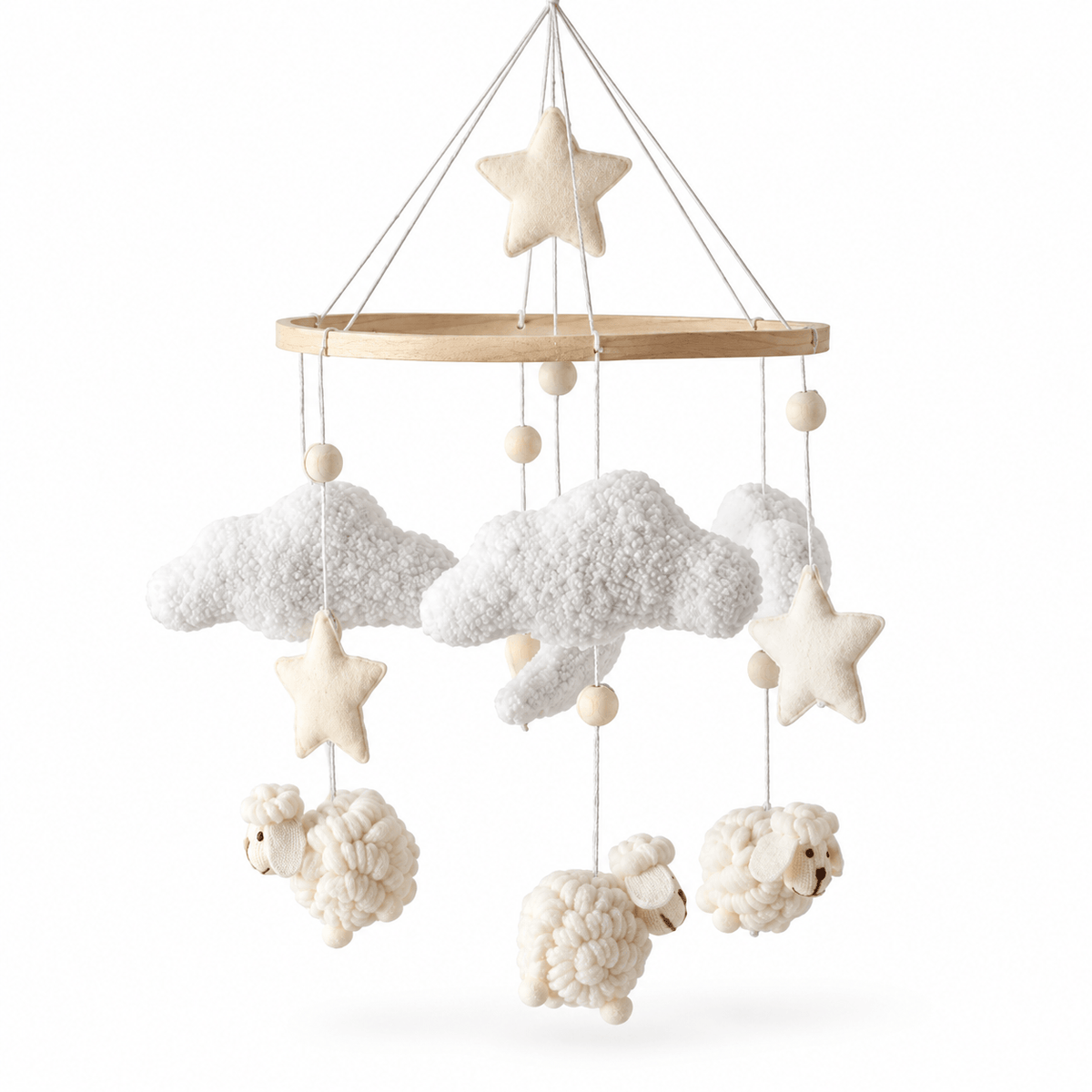 Baby Mobile with Clouds and Sheep for Nursery – Calm Visual Focus