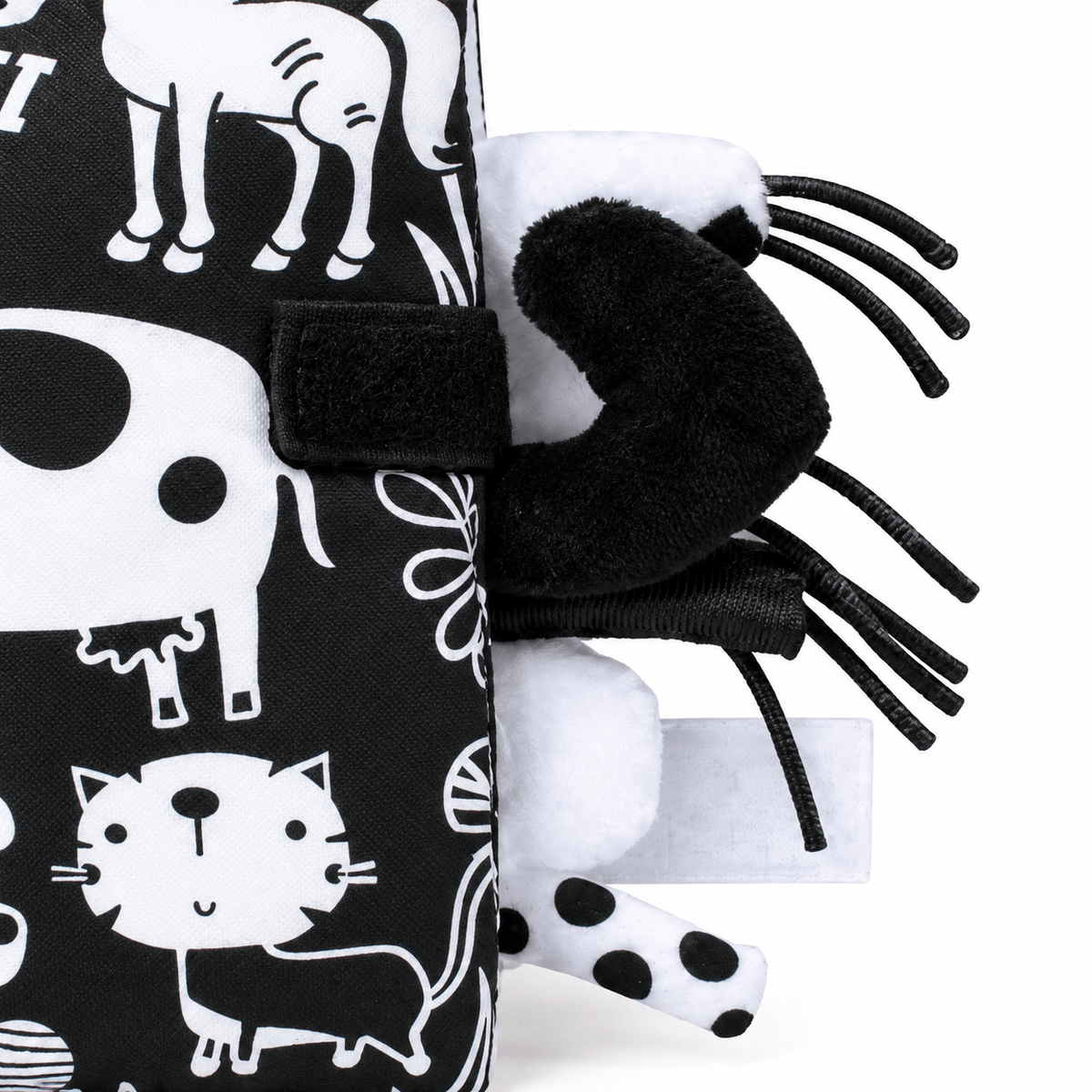 Black and White Farm Animals Sensory Cloth Book for Babies