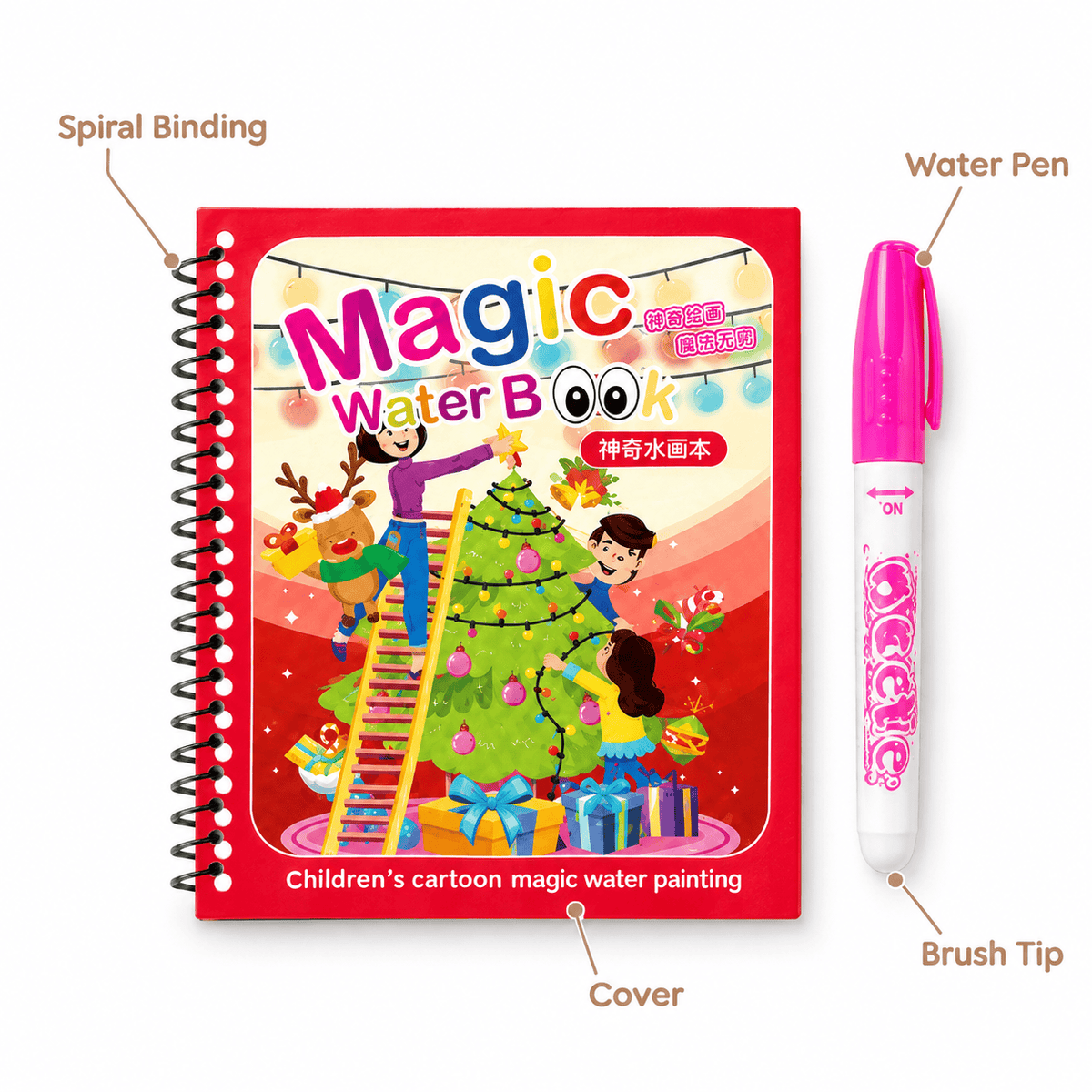 Christmas Magic Water Painting Book for Kids – Mess-Free Activity