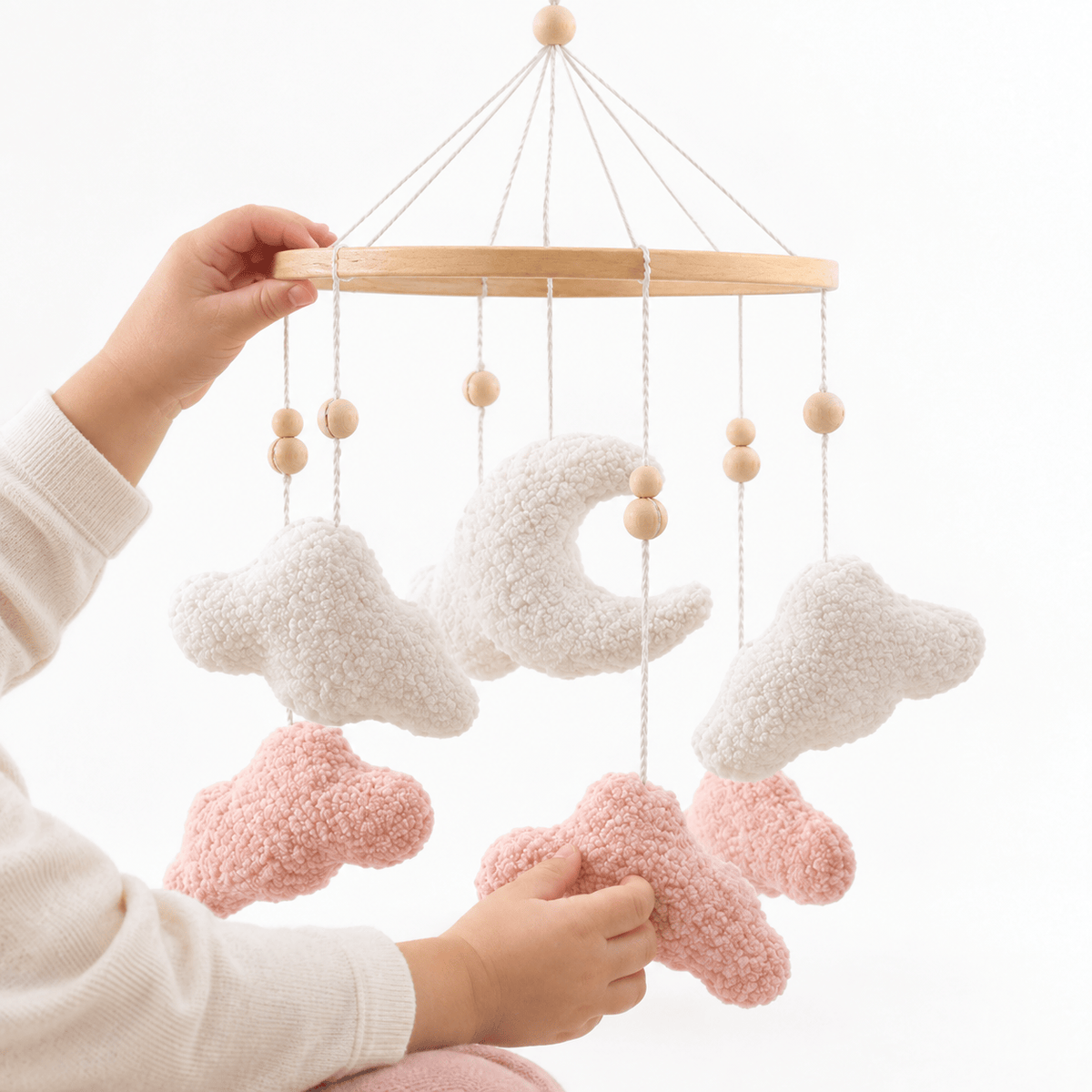 Cloud and Moon Baby Crib Mobile – Montessori Nursery Décor for Babies