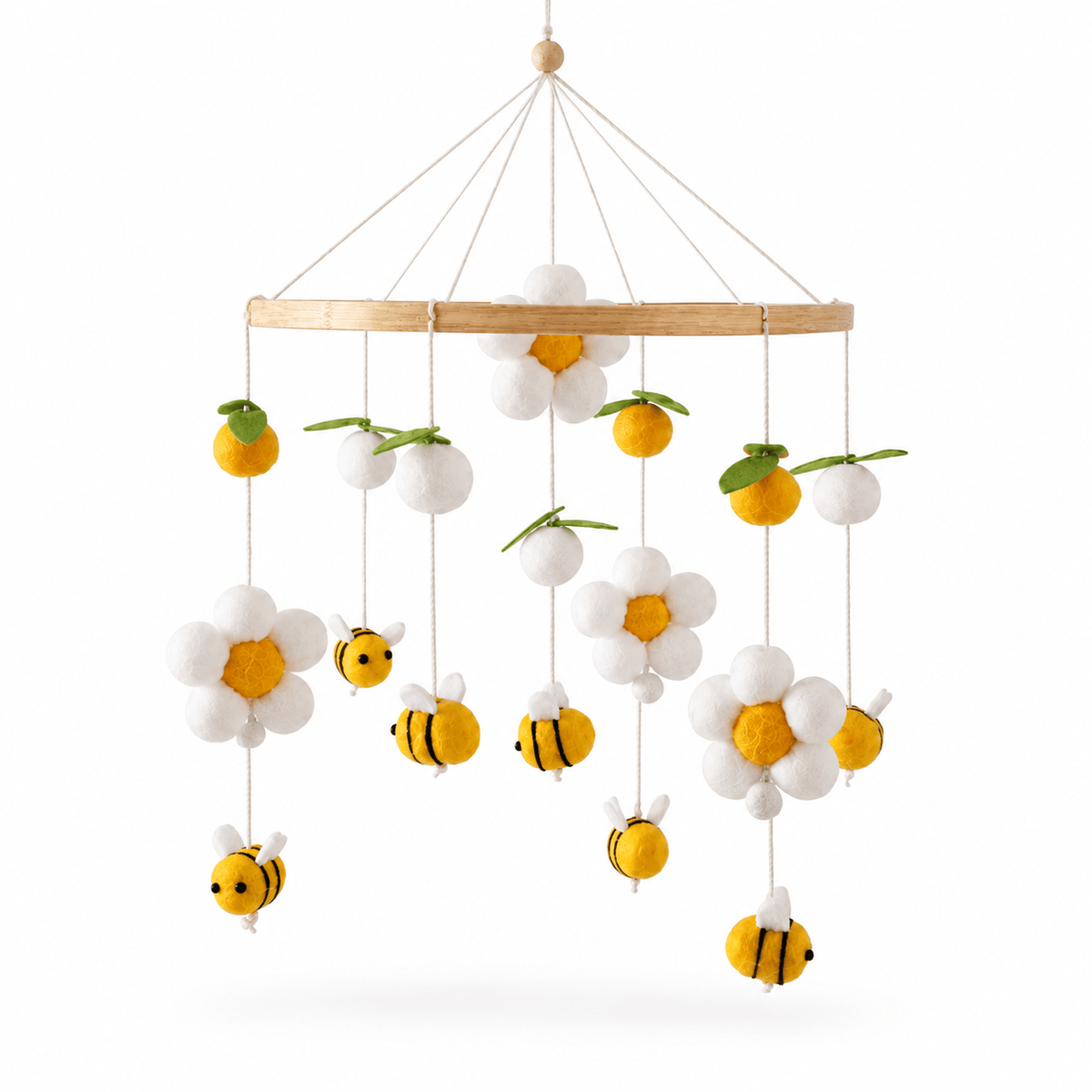 Handmade Bee Flower Felt Crib Mobile for Babies Nursery Decor