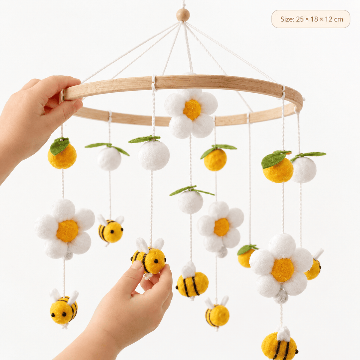 Handmade Bee Flower Felt Crib Mobile for Babies Nursery Decor