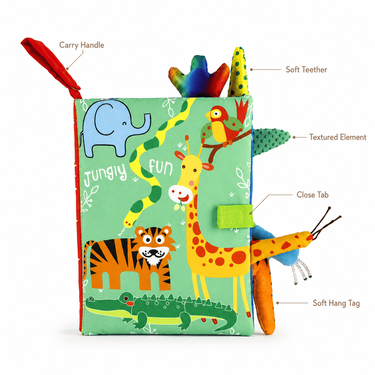 Jungle Sensory Cloth Book for Babies | Soft Fabric Activity Toy