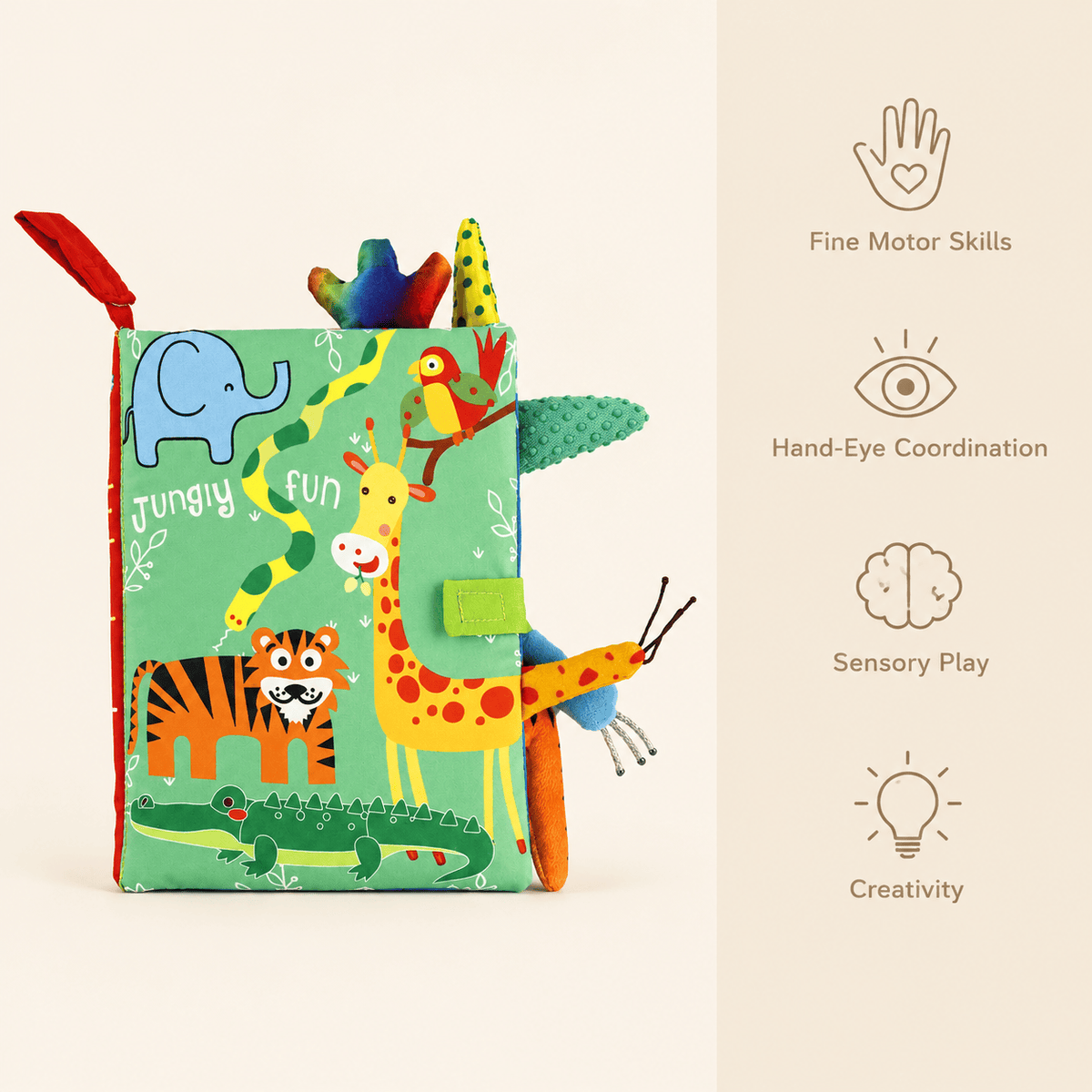 Jungle Sensory Cloth Book for Babies | Soft Fabric Activity Toy
