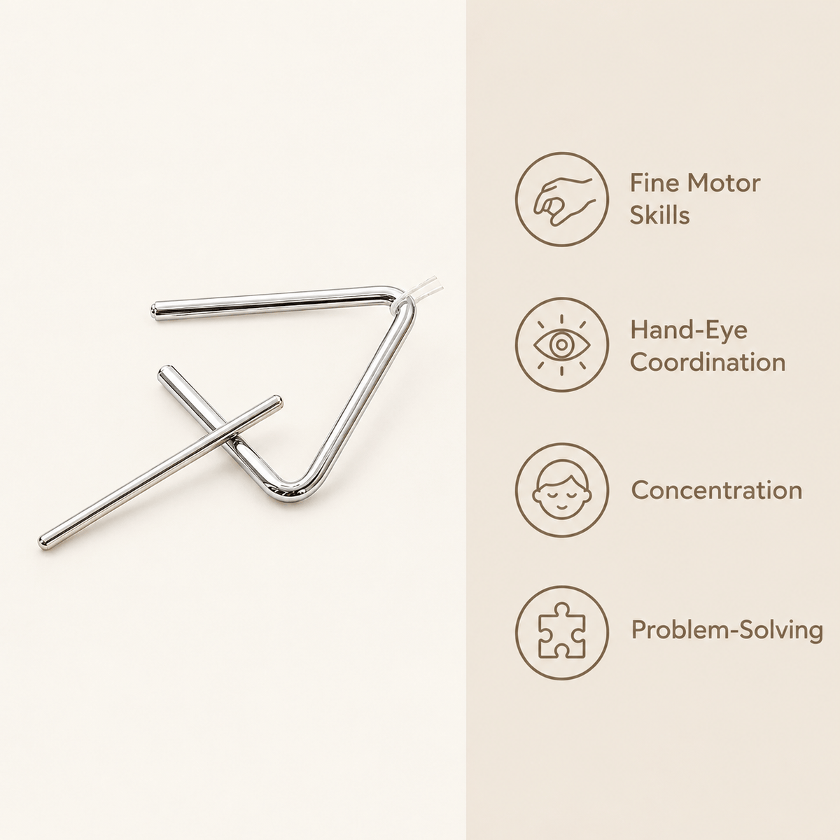 Metal Triangle Instrument with Striker for Kids Musical Learning