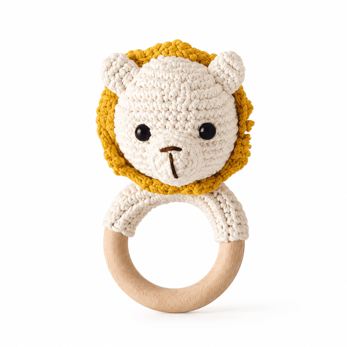 Montessori Baby Crib Mobile with Lion and Rainbow - Wooden Nursery