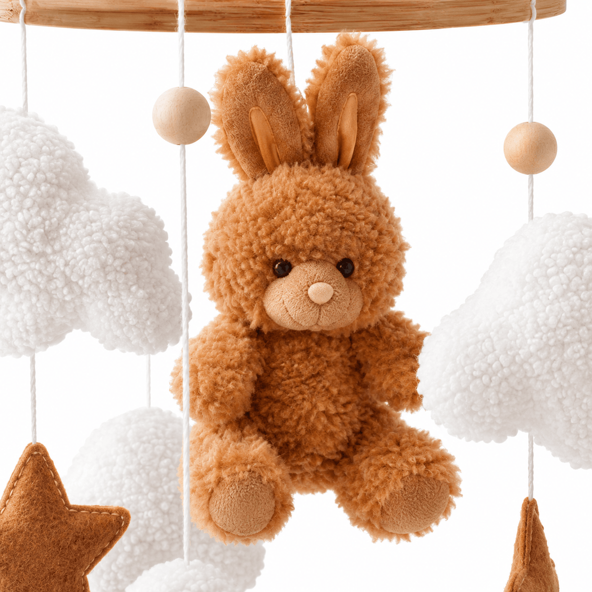 Montessori Baby Mobile with Bunny, Clouds & Stars for Nursery