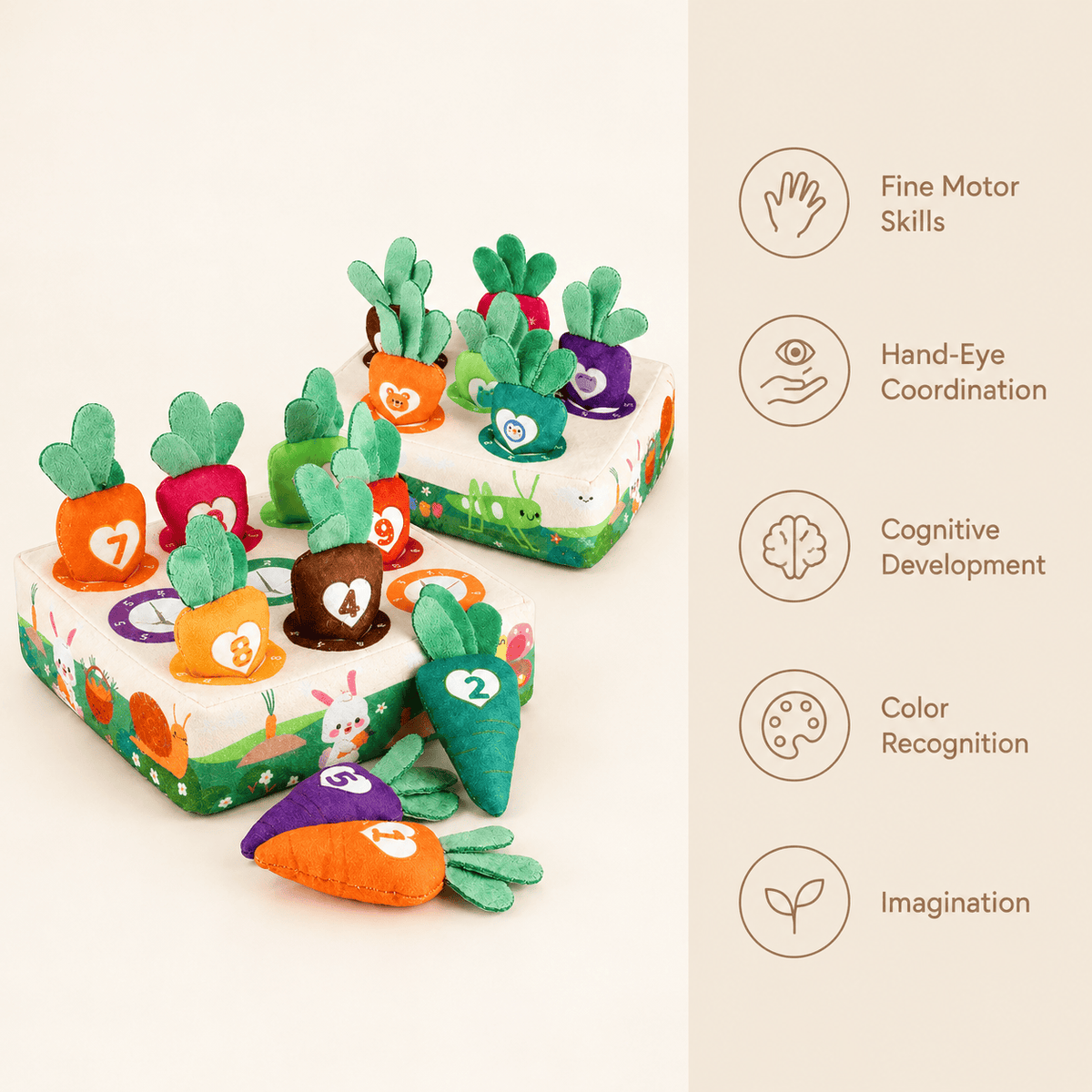 Montessori Carrot Sorting Toy for Toddlers - Fine Motor Skills