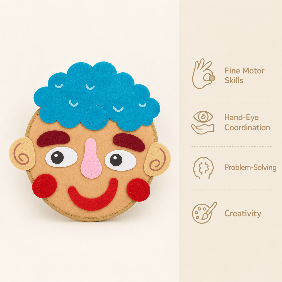 Montessori Emotion Learning Toy with Changeable Felt Faces for Kids