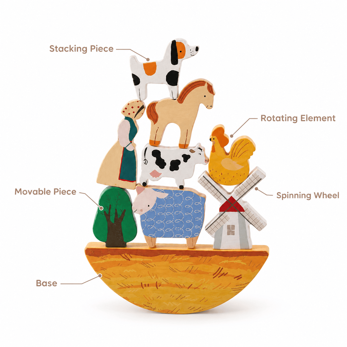 Montessori Farm Animal Stacking Toy for Toddlers - Balancing Set