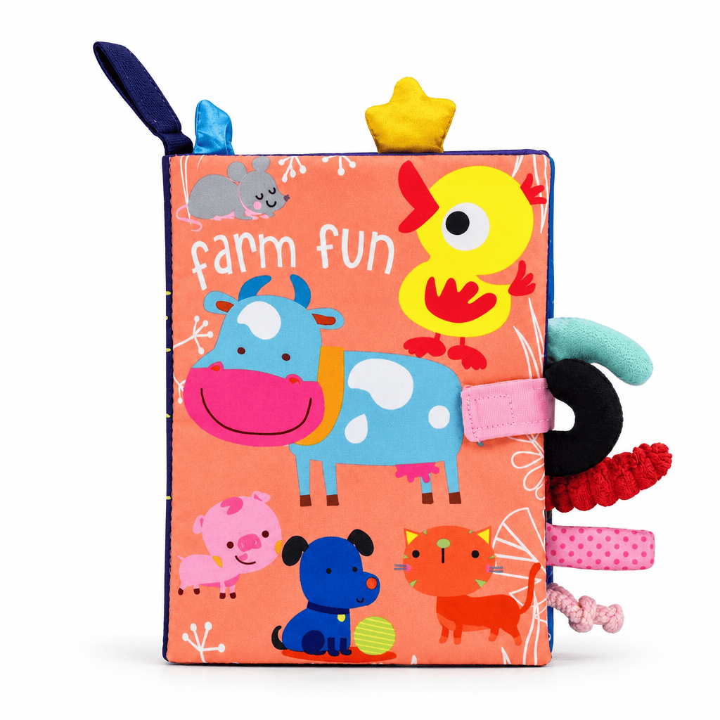Montessori Farm Animals Soft Book with Sensory Textures for Babies