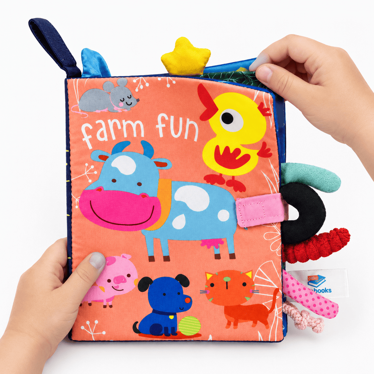 Montessori Farm Animals Soft Book with Sensory Textures for Babies
