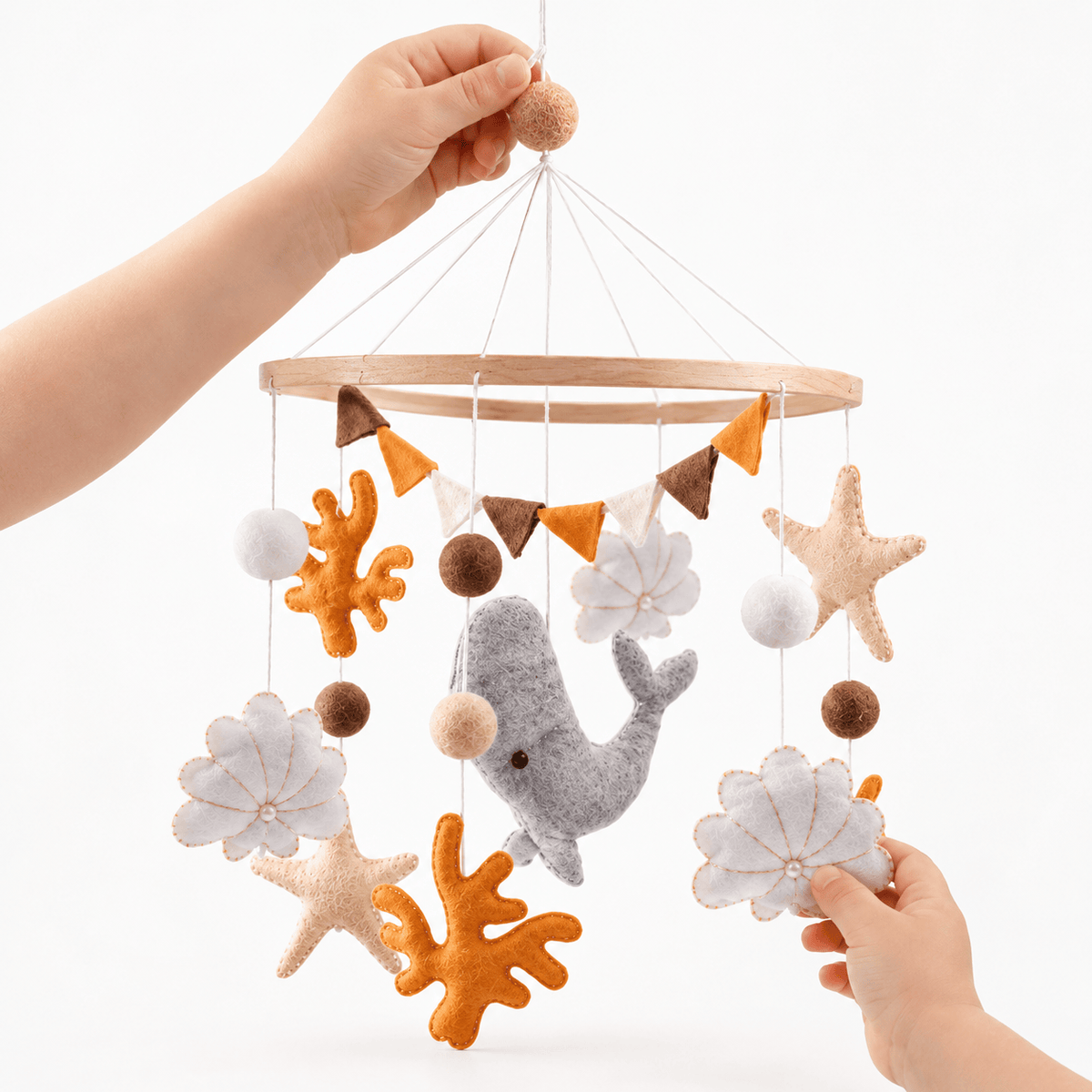 Montessori Felt Baby Mobile with Ocean Whale Theme for Nursery