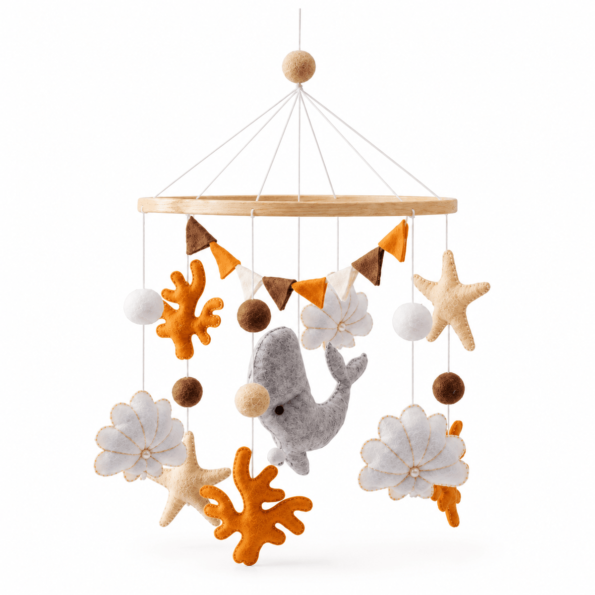 Montessori Felt Baby Mobile with Ocean Whale Theme for Nursery