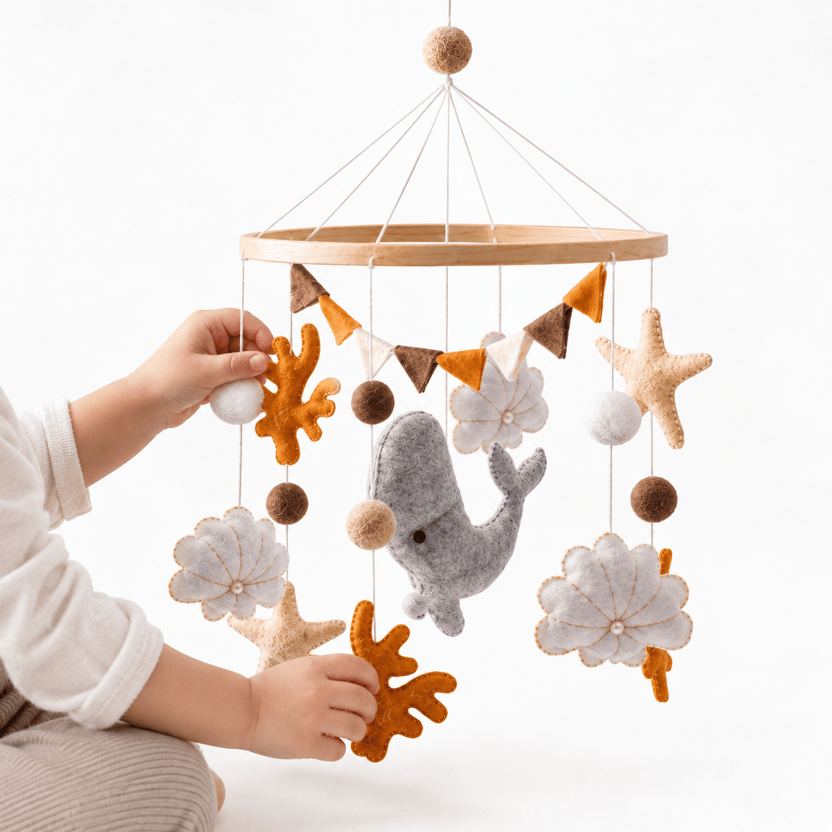 Montessori Felt Baby Mobile with Ocean Whale Theme for Nursery