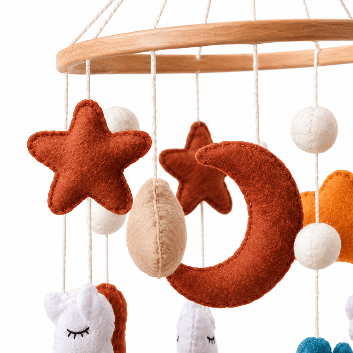 Montessori Llama Baby Crib Mobile with Felt Animals for Nursery Decor