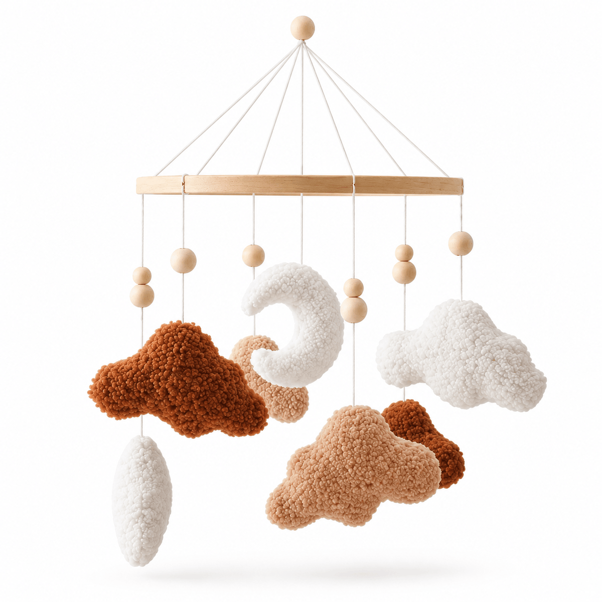 Montessori Moon and Cloud Baby Crib Mobile for Sensory Development