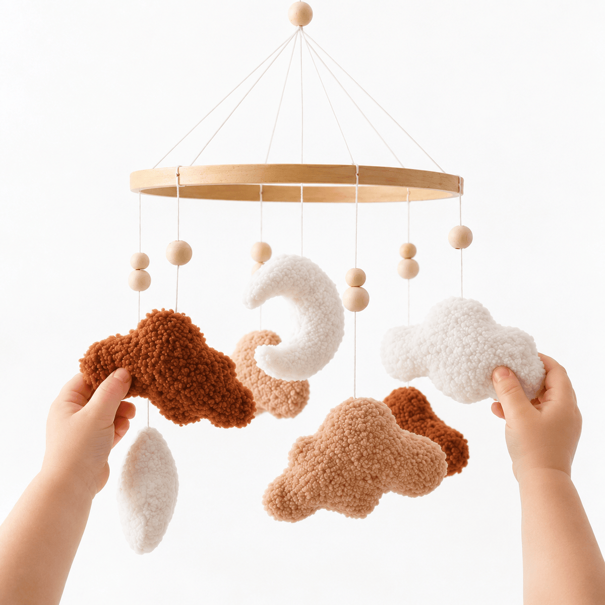 Montessori Moon and Cloud Baby Crib Mobile for Sensory Development
