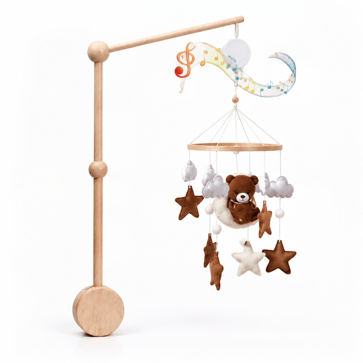 Montessori Musical Baby Mobile with Wooden Stand for Crib