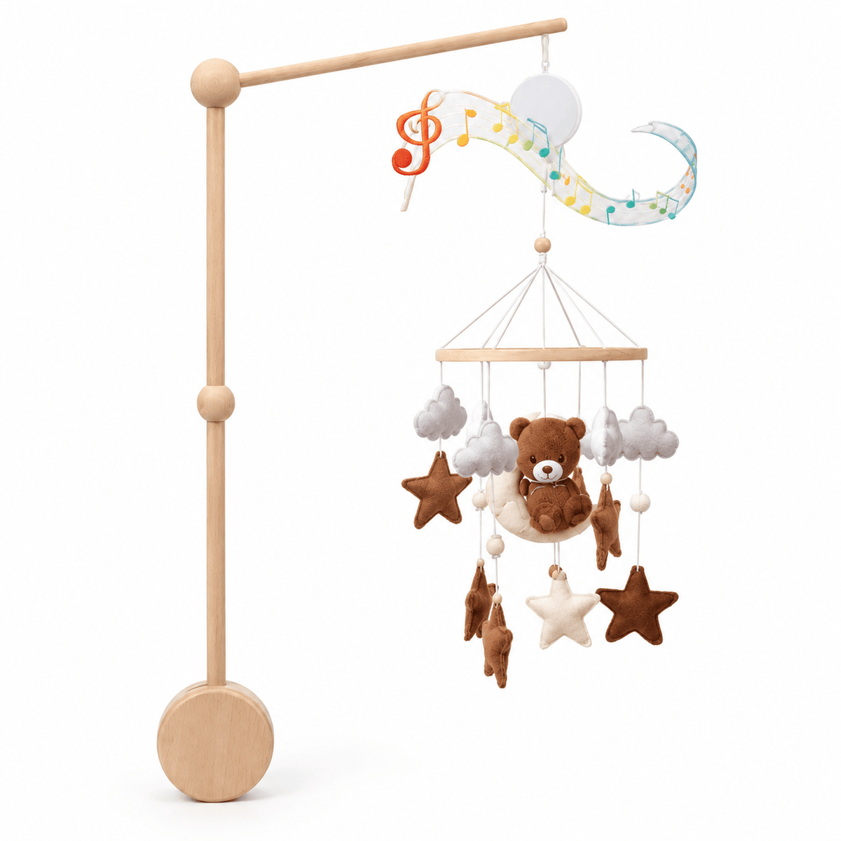 Montessori Musical Baby Mobile with Wooden Stand for Crib