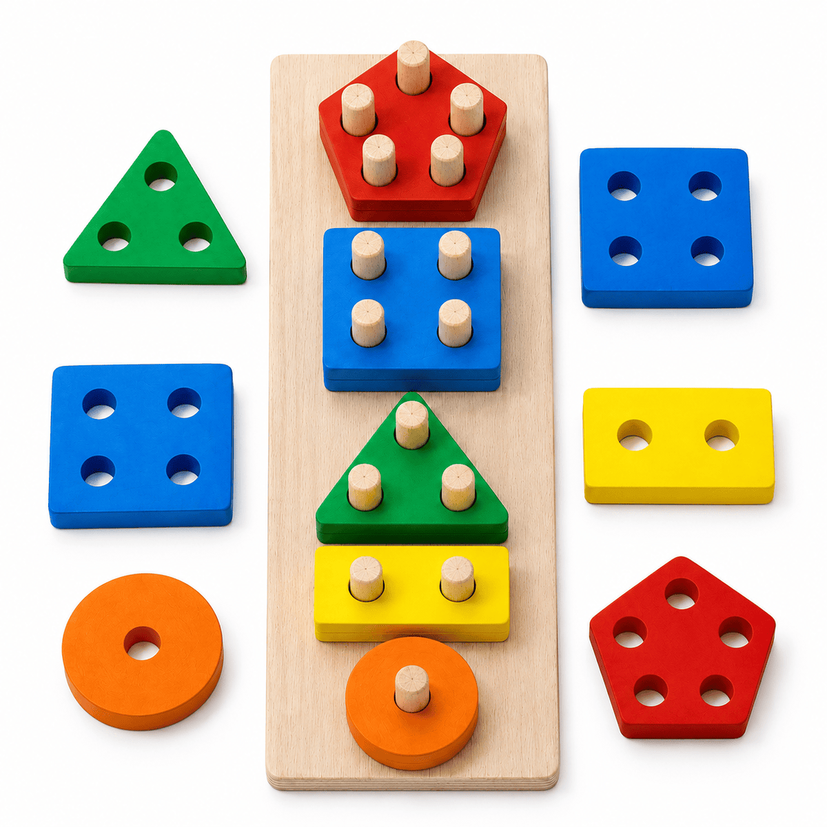 Montessori Shape Sorting & Stacking Toy for Toddlers - Wooden
