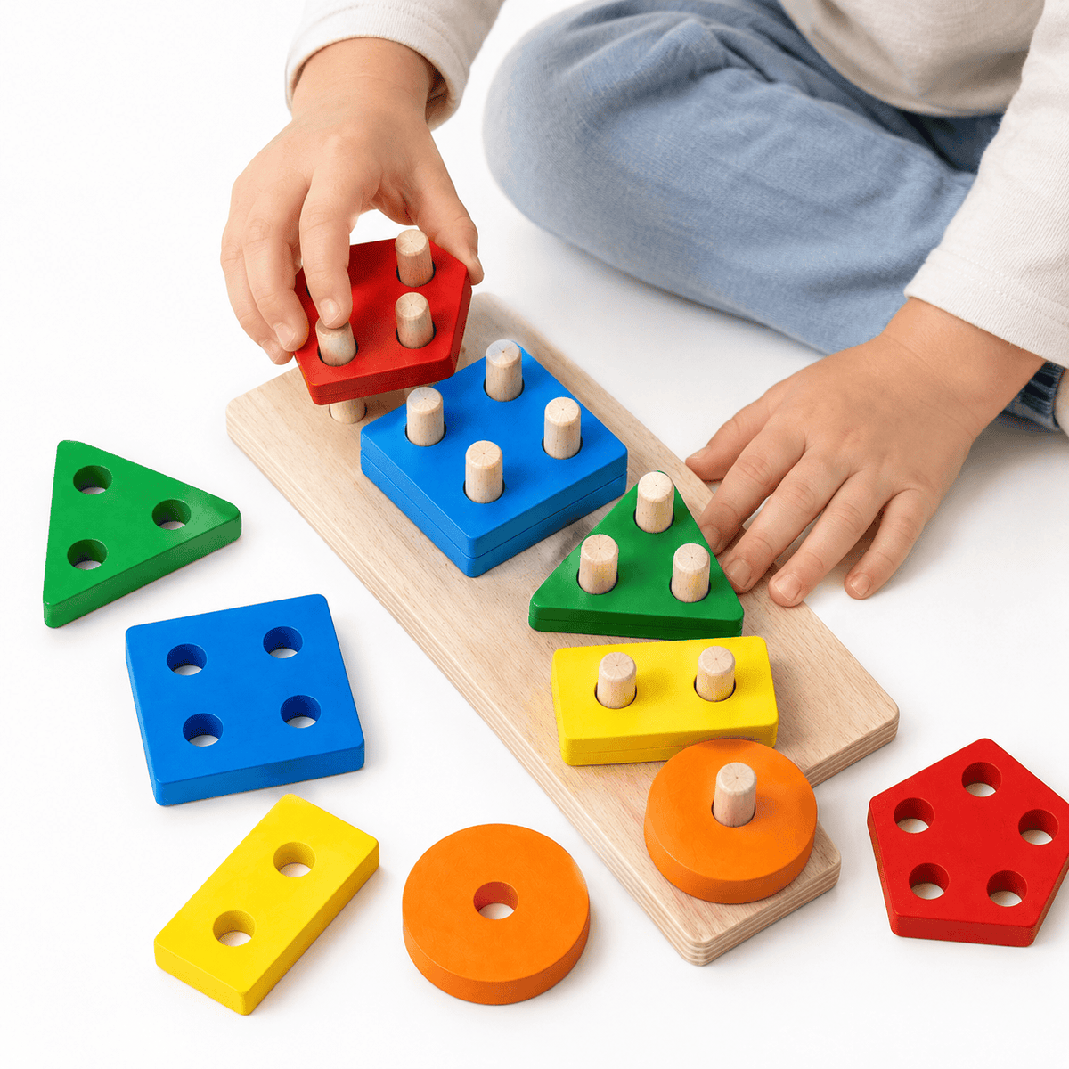 Montessori Shape Sorting & Stacking Toy for Toddlers - Wooden