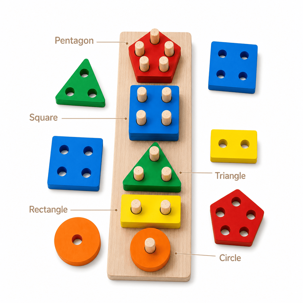 Montessori Shape Sorting & Stacking Toy for Toddlers - Wooden