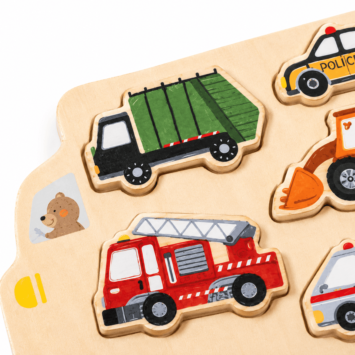 Montessori Vehicle Shape Puzzle with 5 Wooden Pieces for Toddlers