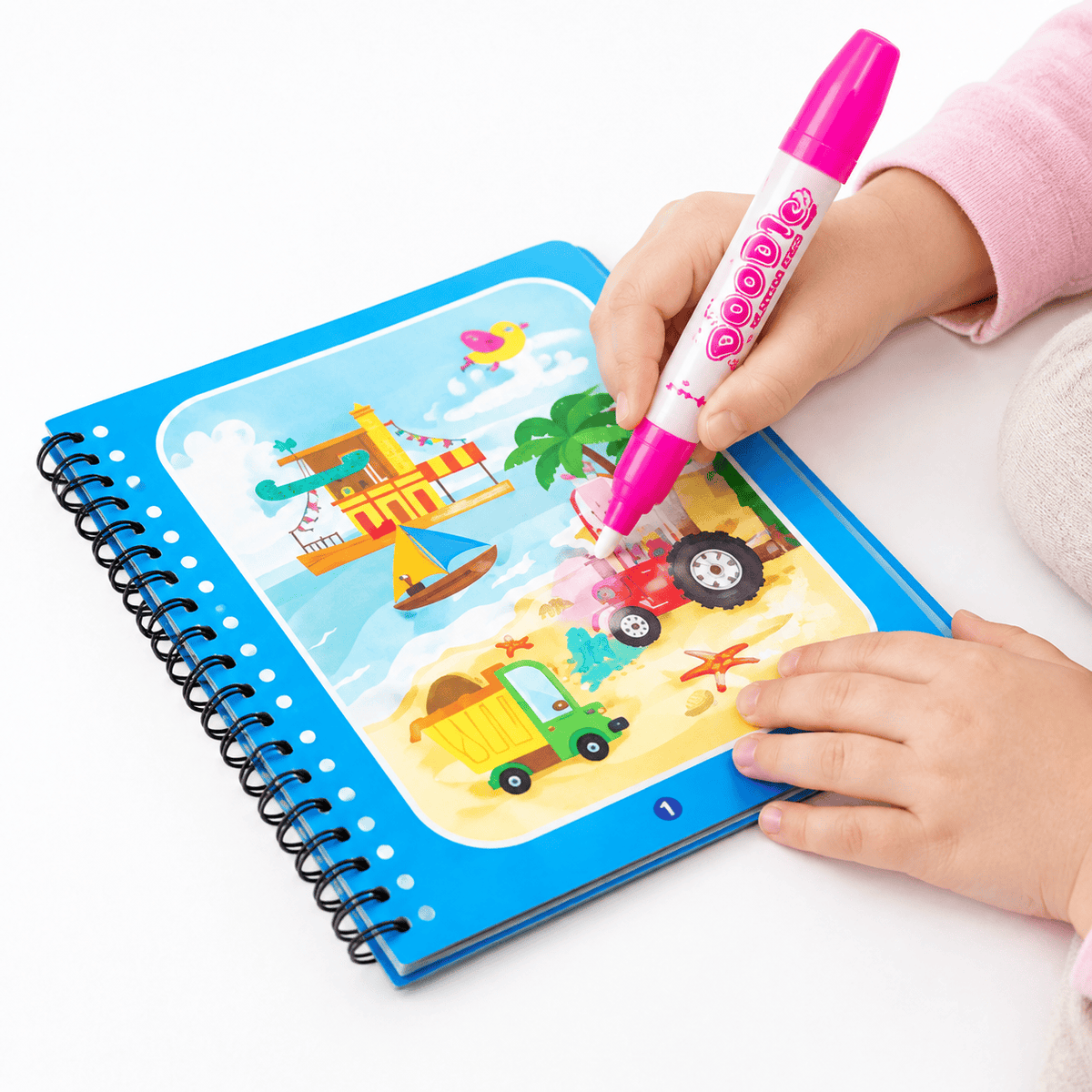 Montessori Water Coloring Book with Vehicles for Toddlers
