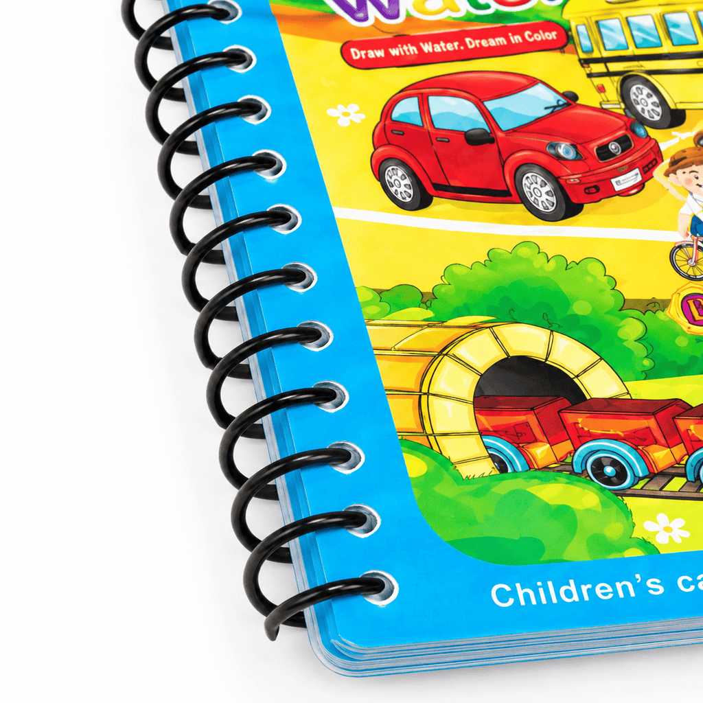 Montessori Water Coloring Book with Vehicles for Toddlers