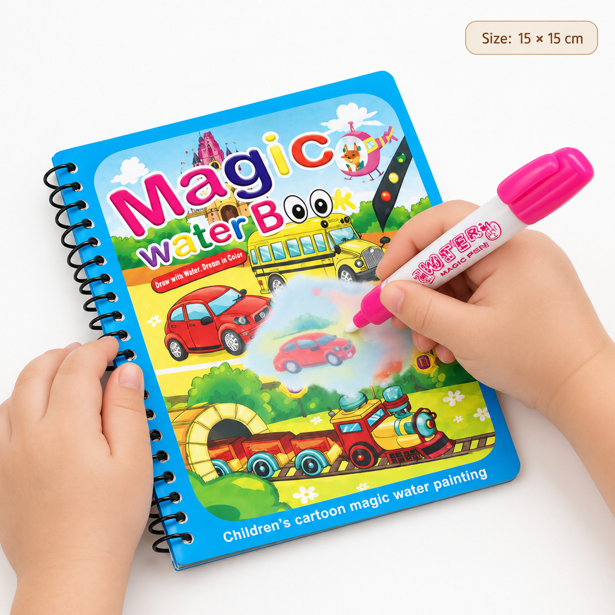 Montessori Water Coloring Book with Vehicles for Toddlers