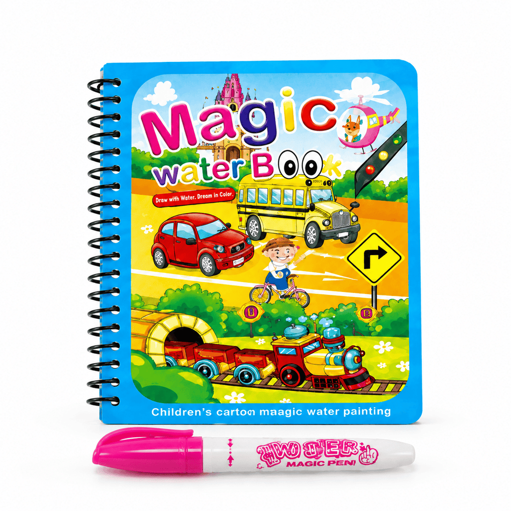 Montessori Water Coloring Book with Vehicles for Toddlers
