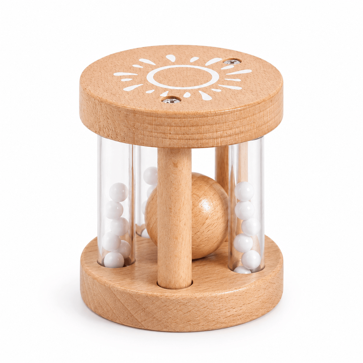 Montessori Wooden Baby Rattle with Beads for Sensory Development