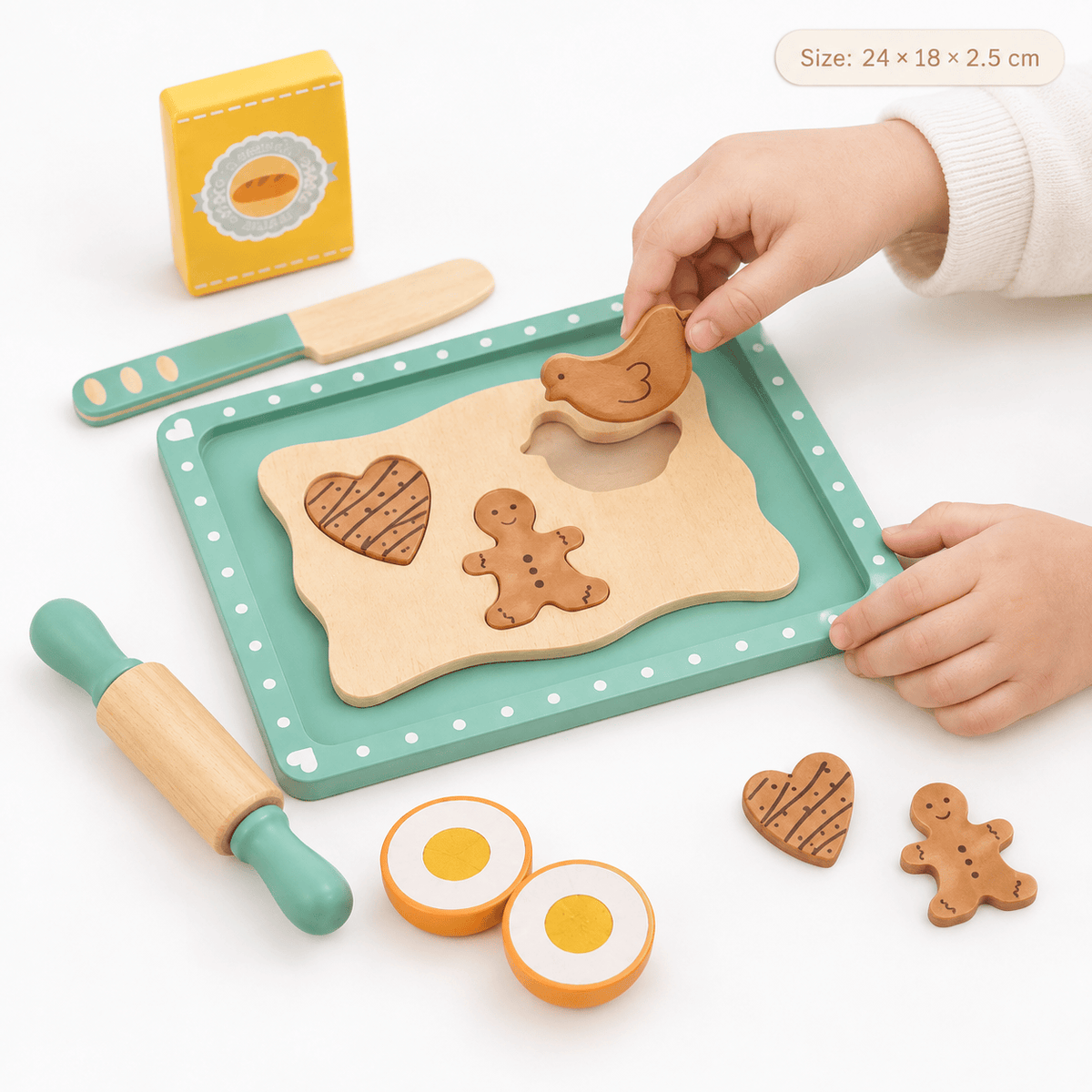 Montessori Wooden Baking Play Set for Kids - Kitchen Role Play Toy