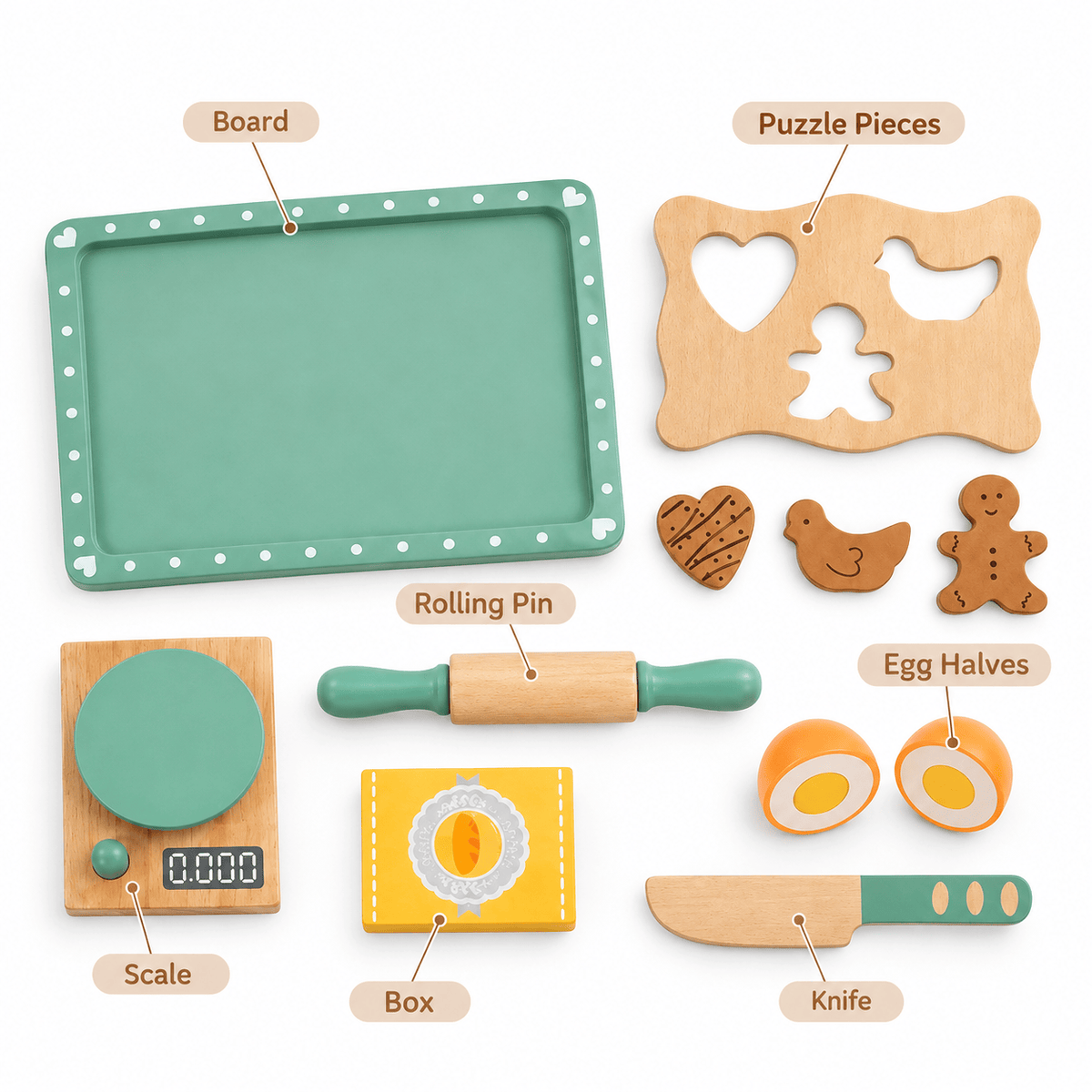 Montessori Wooden Baking Play Set for Kids - Kitchen Role Play Toy