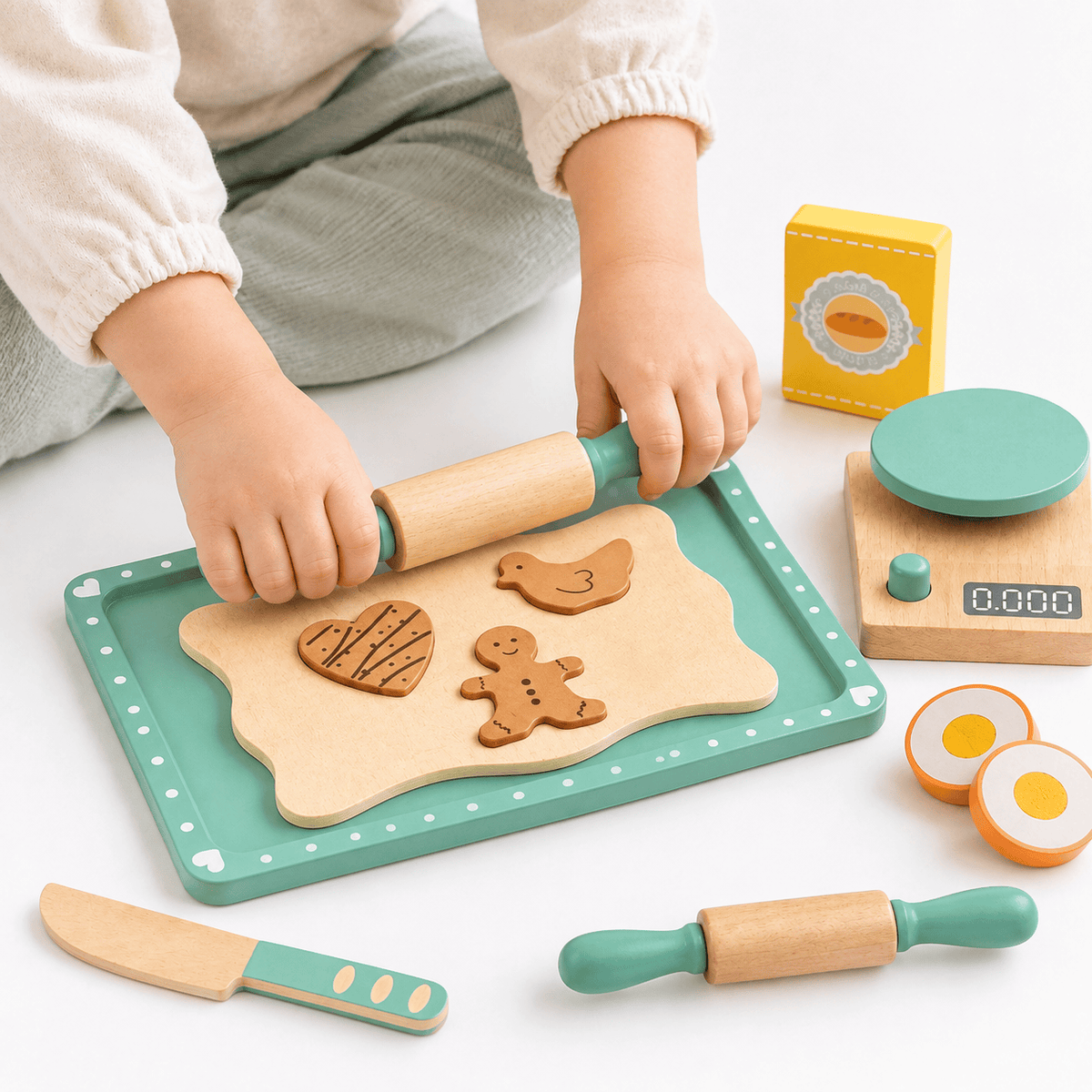 Montessori Wooden Baking Play Set for Kids - Kitchen Role Play Toy