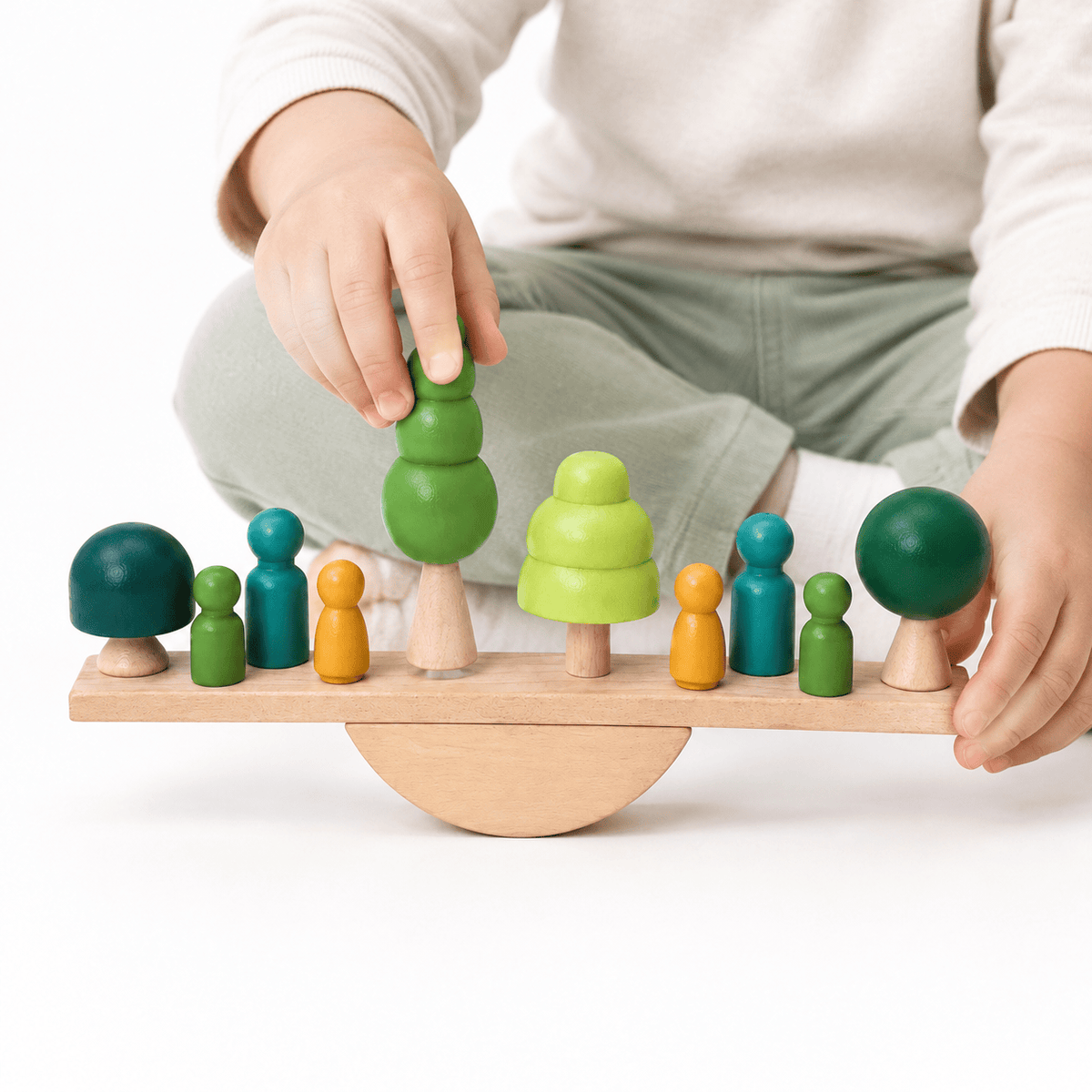 Montessori Wooden Balancing Game with Forest Pieces for Kids