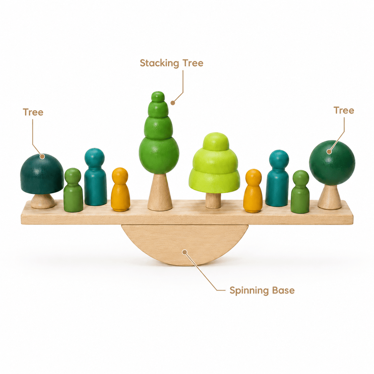 Montessori Wooden Balancing Game with Forest Pieces for Kids
