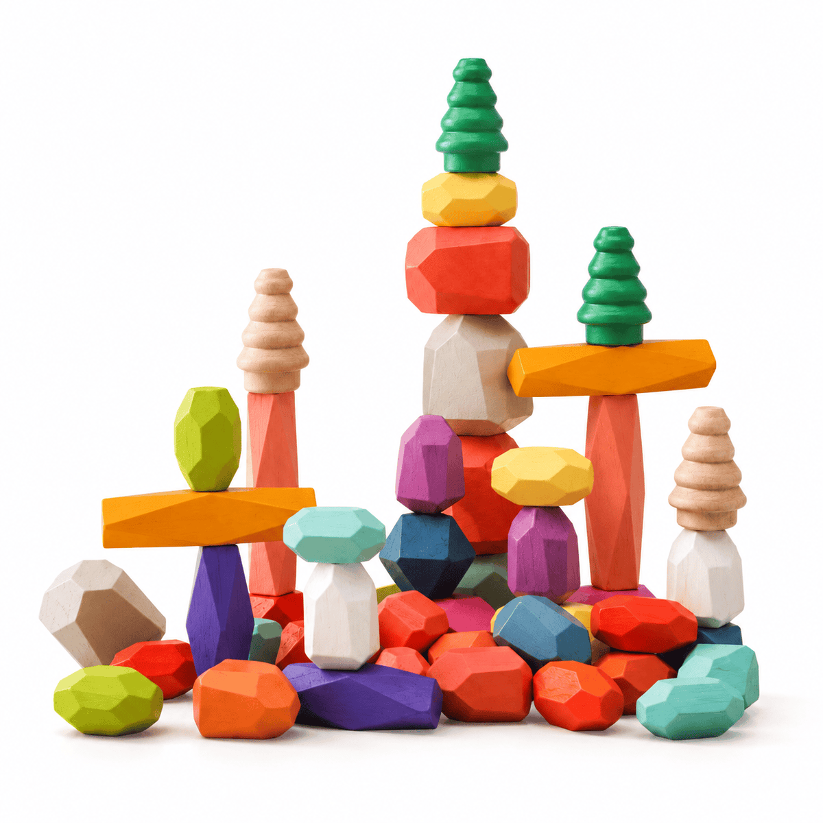Montessori Wooden Balancing Stones Set – Creative Stacking Toy