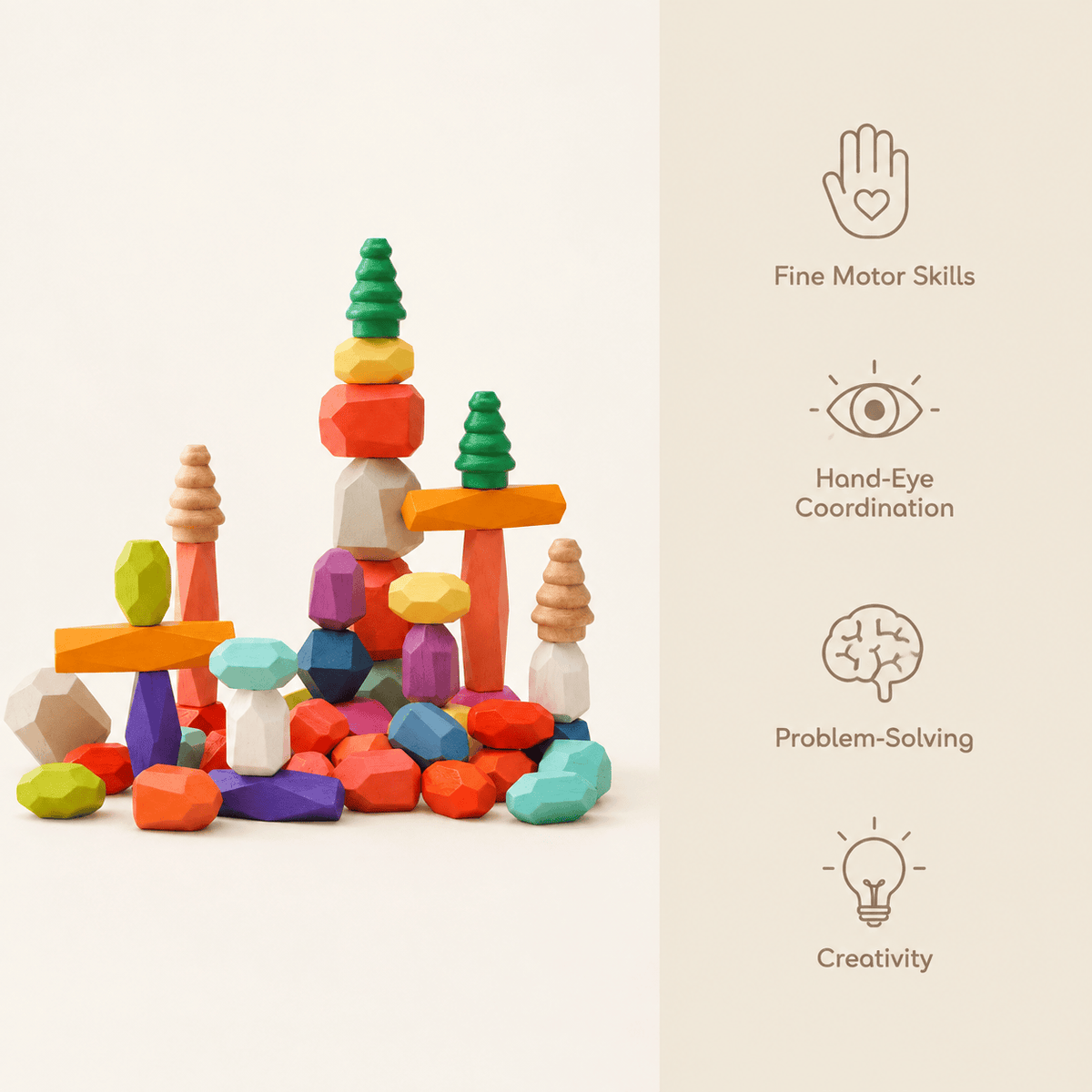 Montessori Wooden Balancing Stones Set – Creative Stacking Toy