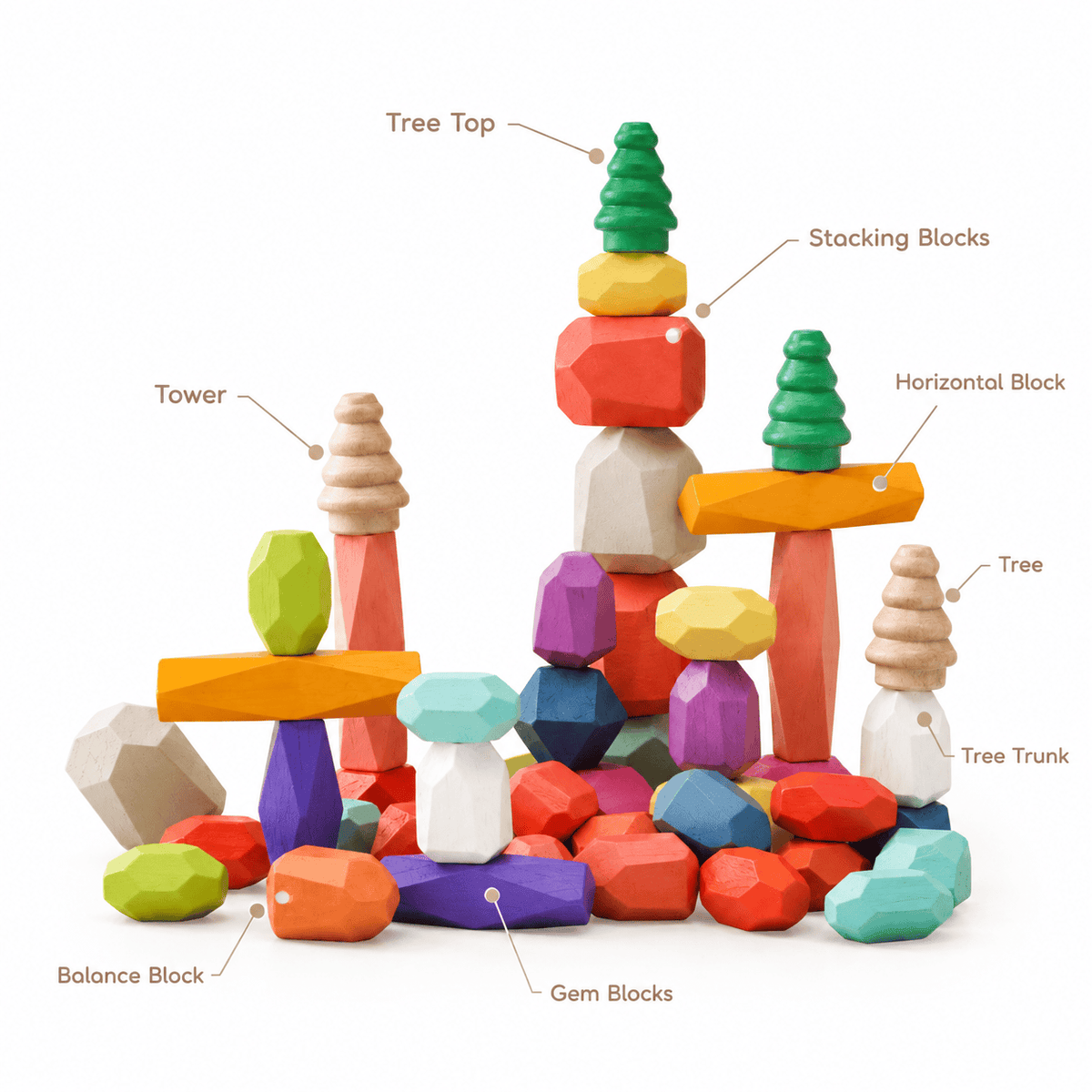 Montessori Wooden Balancing Stones Set – Creative Stacking Toy