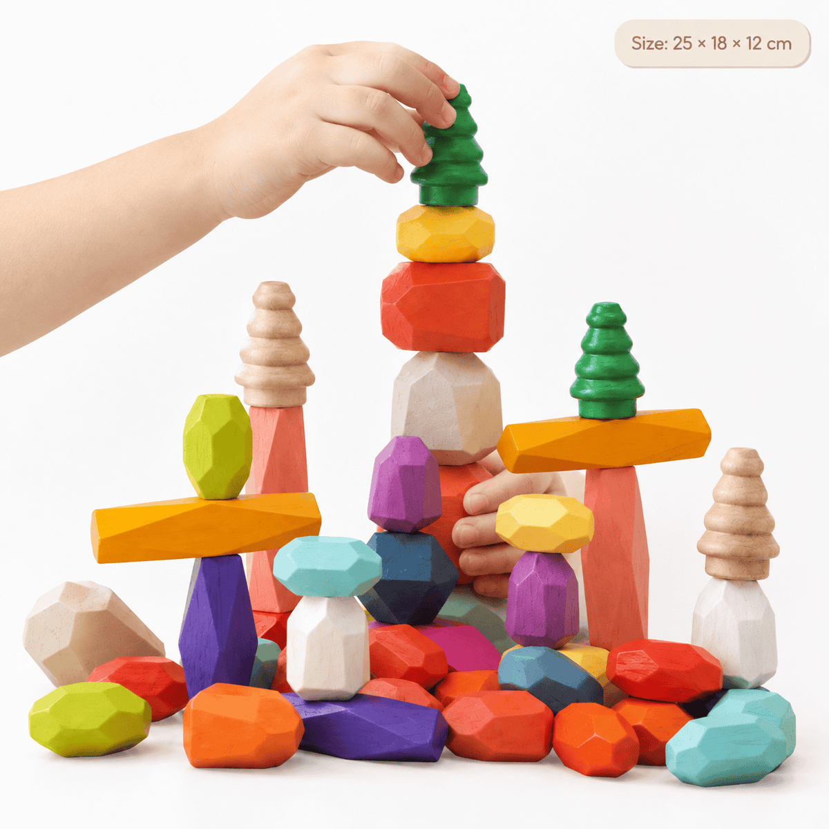 Montessori Wooden Balancing Stones Set – Creative Stacking Toy