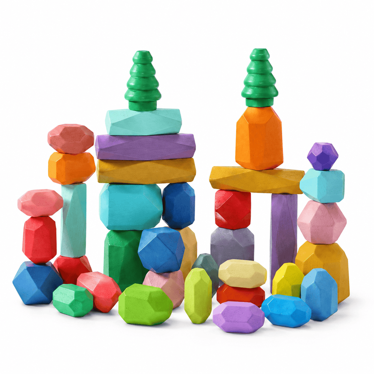 Montessori Wooden Balancing Stones Set for Kids – Build and Stack