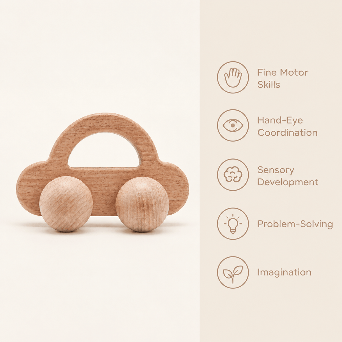 Montessori Wooden Car Toy | Simple Push Car for Babies & Toddlers