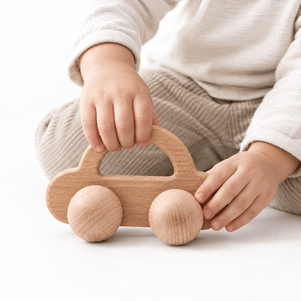 Montessori Wooden Car Toy | Simple Push Car for Babies & Toddlers