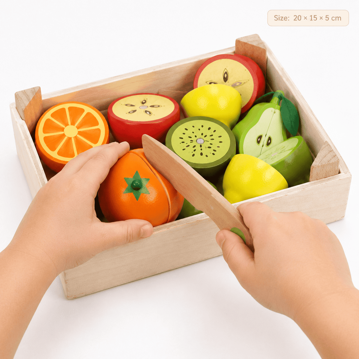 Montessori Wooden Cutting Fruit Set | Pretend Play Kitchen Toy