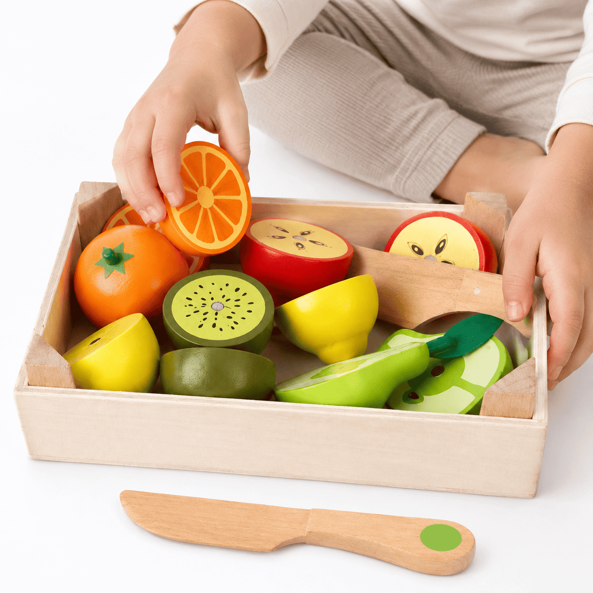 Montessori Wooden Cutting Fruit Set | Pretend Play Kitchen Toy