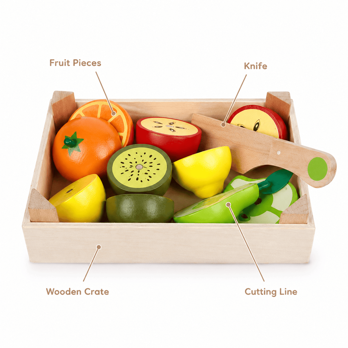Montessori Wooden Cutting Fruit Set | Pretend Play Kitchen Toy